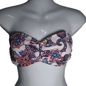 Colorful strapless bikini top M